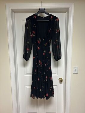 Aritzia (Wilfred) Black Floral Midi Dress
